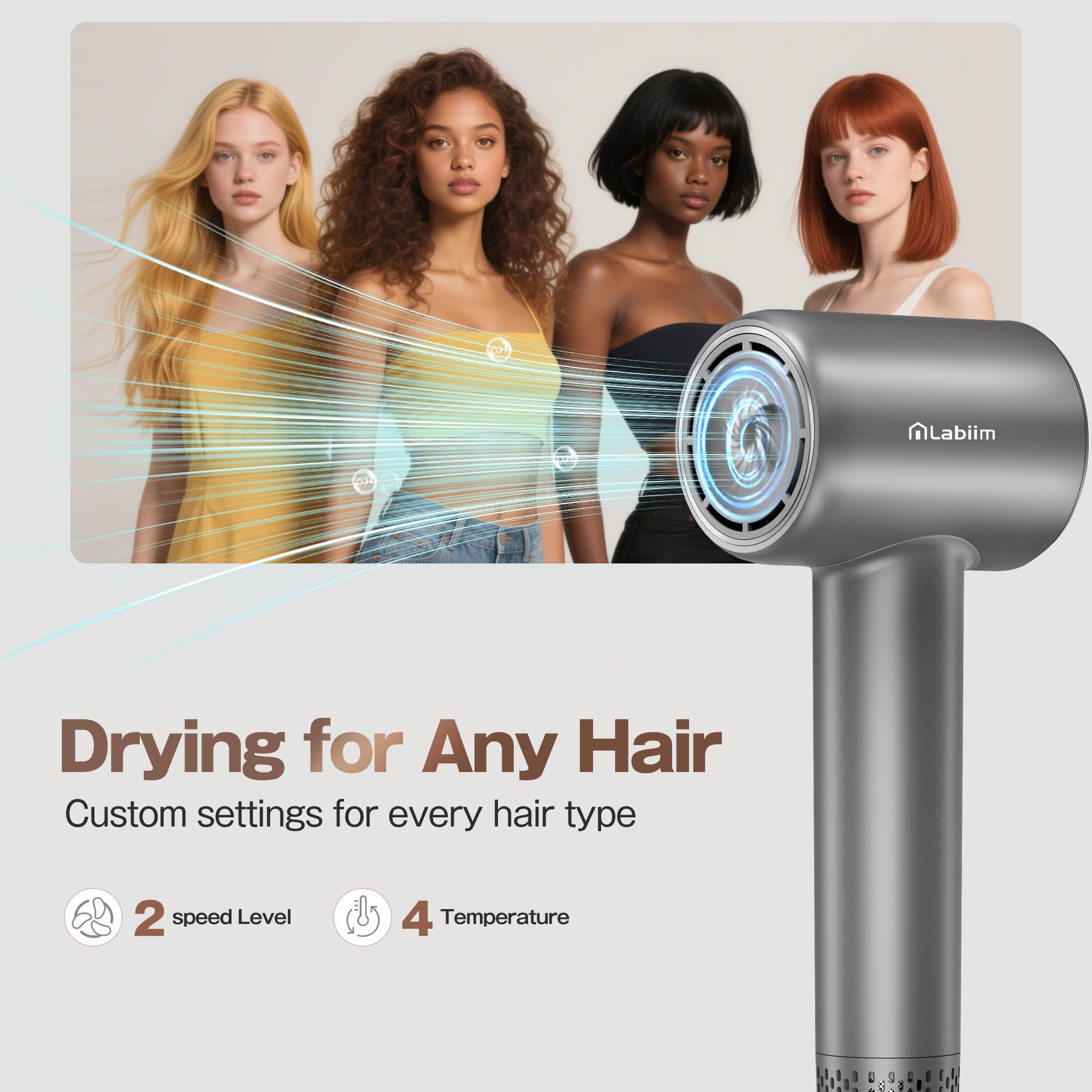 Labiim magnetic nozzle closeup demonstrating quick attach ease and styling control