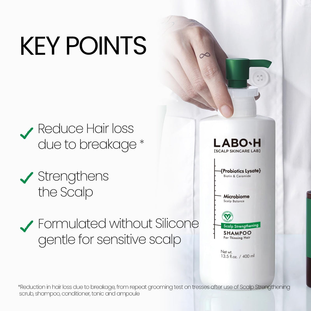 LABO-H creamy lather on scalp demonstrating gentle cleansing and comfort