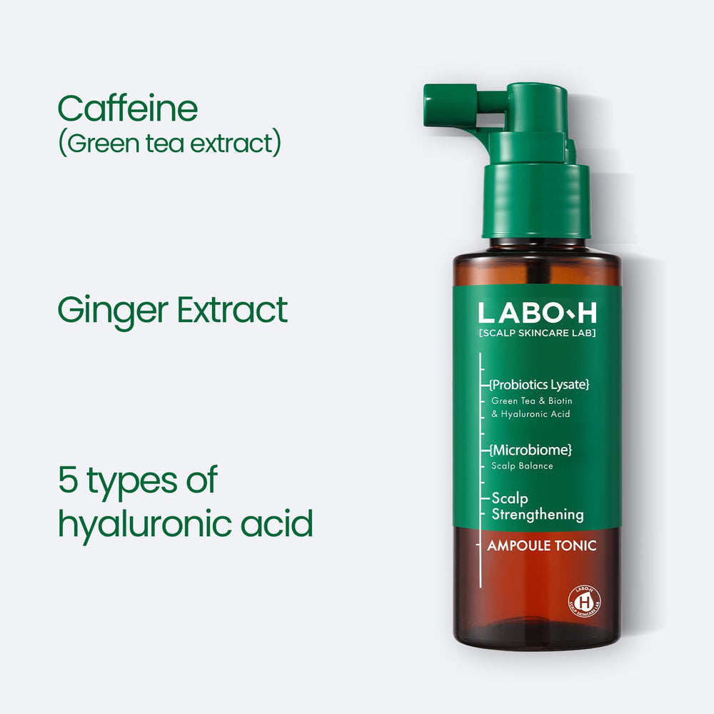 LABO-H being applied to scalp showing targeted root spray for fuller-looking hair