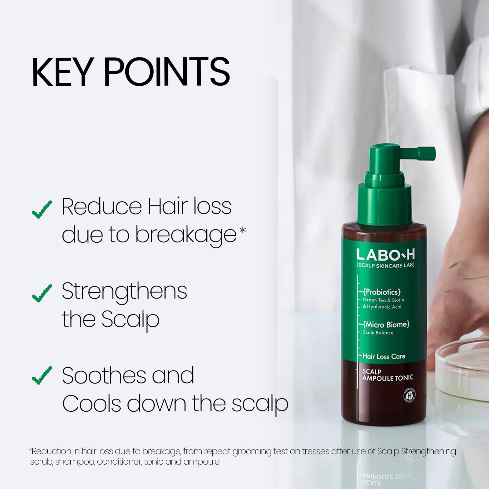 LABO-H texture on hand illustrating lightweight formula and non-greasy feel