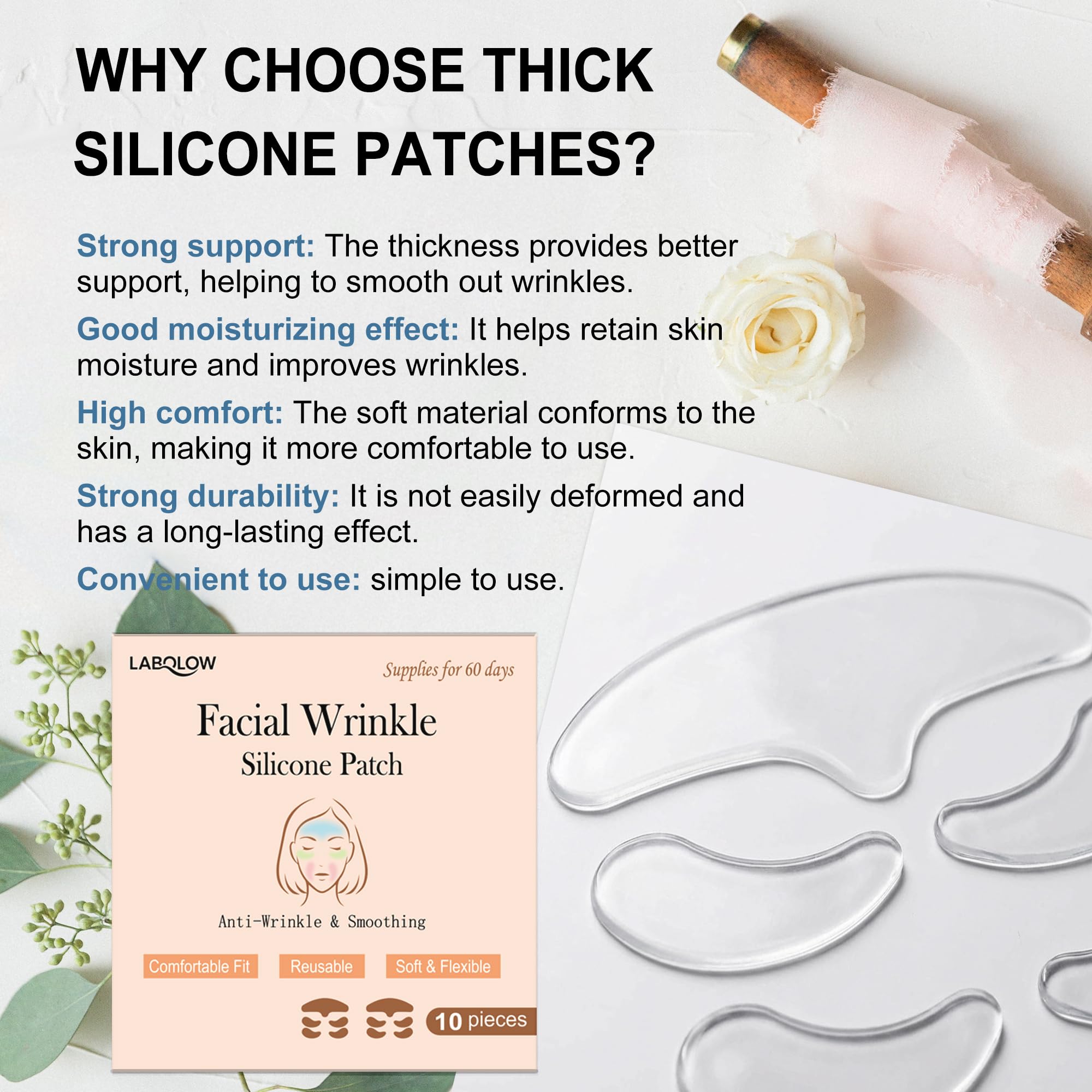 LABOLOW forehead patch shown on sleeping model for overnight use