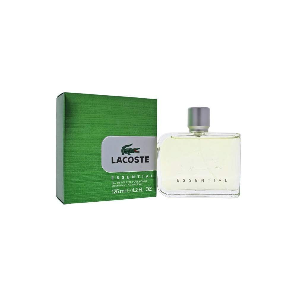 Lacoste fragrance liquid and clear glass conveying fresh clarity