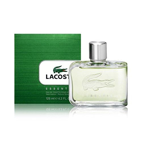 Lacoste bottle staged with casual wardrobe for style coordination