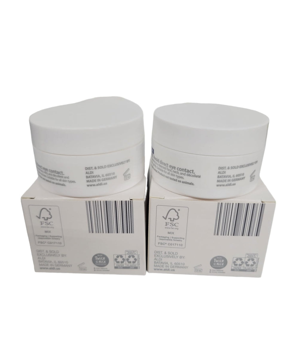 Lacura cream texture close-up: smooth swirl of moisturizer highlighting hydration benefit