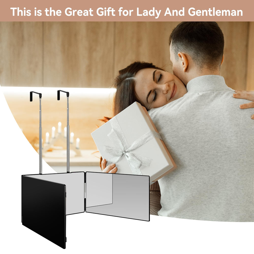 LADETTO mirror on bathroom counter showing multi-person grooming practicality