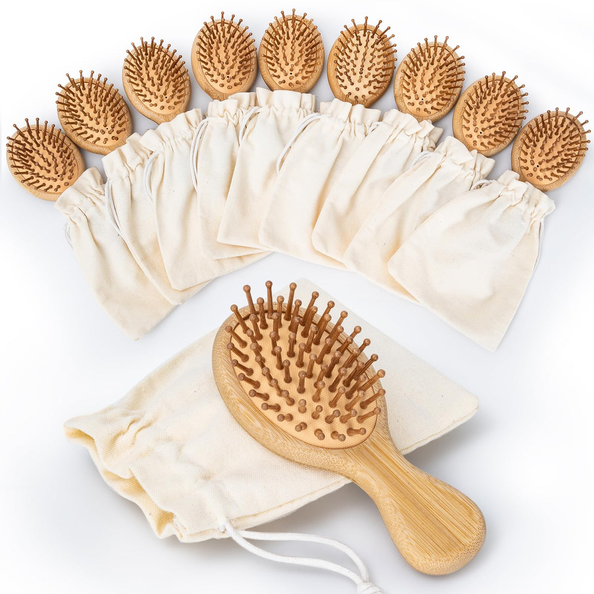 Ladinka mini bamboo brush front view showing compact size and smooth finish for elegant gifting