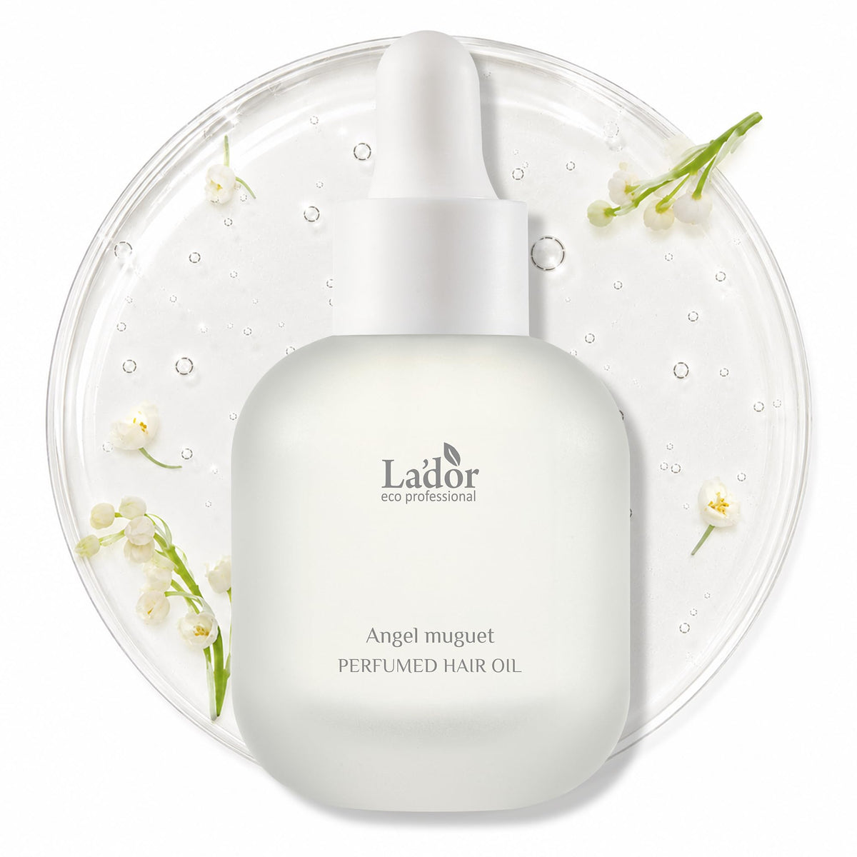 LA'DOR front packaging showing compact perfumed hair oil benefit of travel-friendly conditioning