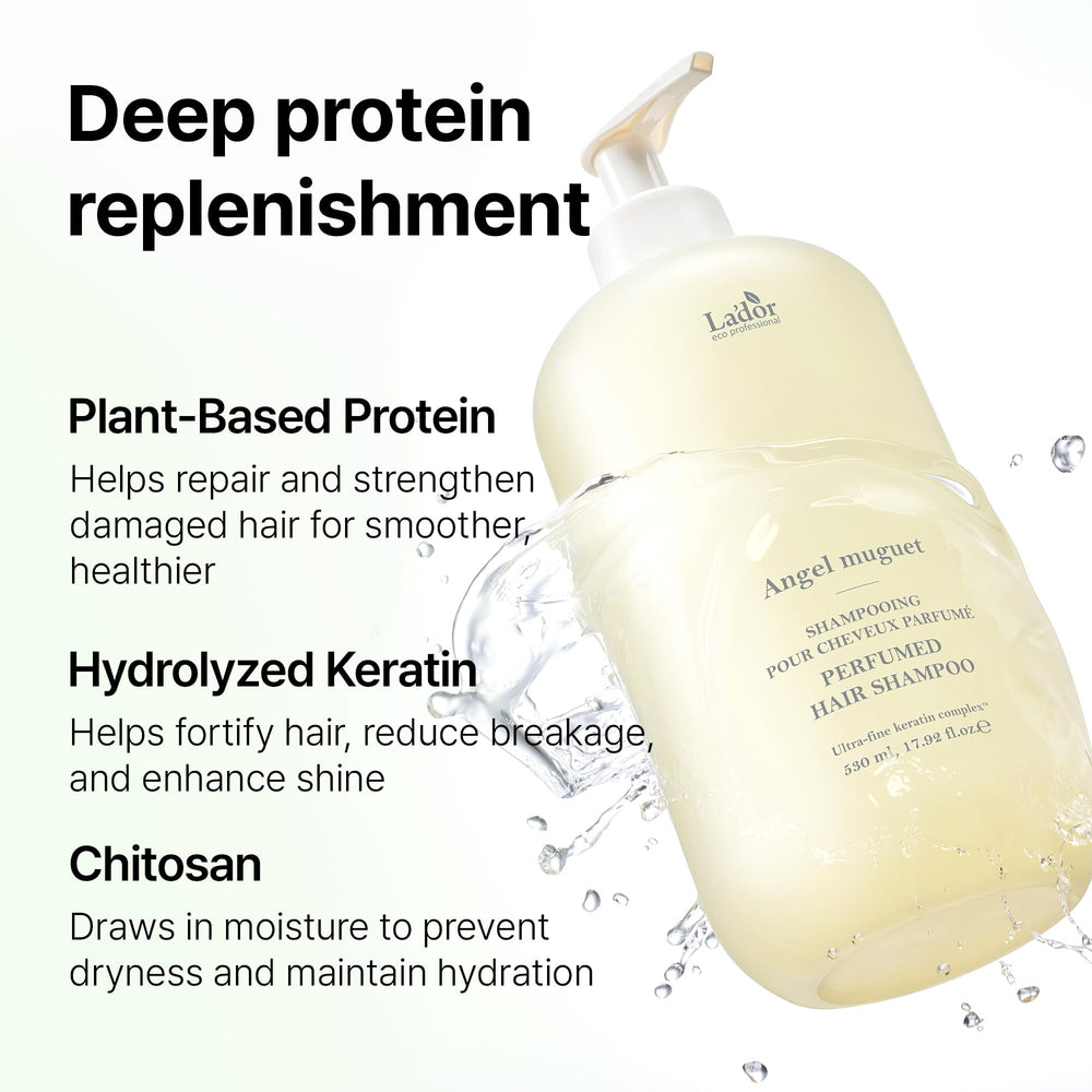 LA'DOR ingredient label close-up emphasizing ULTRA-FINE keratin complex information