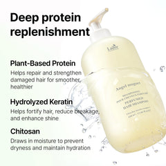 LA'DOR ingredient label close-up emphasizing ULTRA-FINE keratin complex information