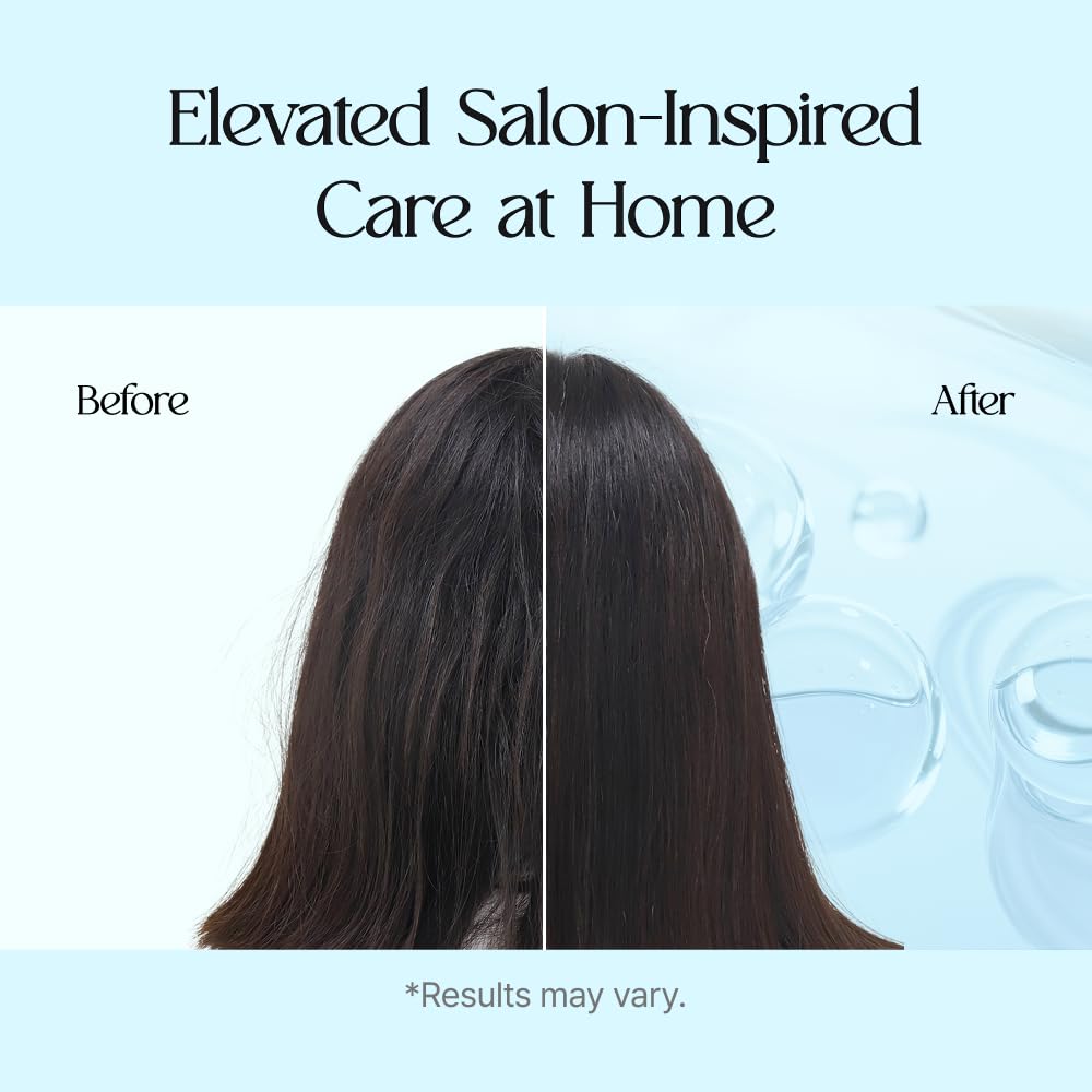 LA'DOR before and after comparison of ends showing reduced frizz and repair