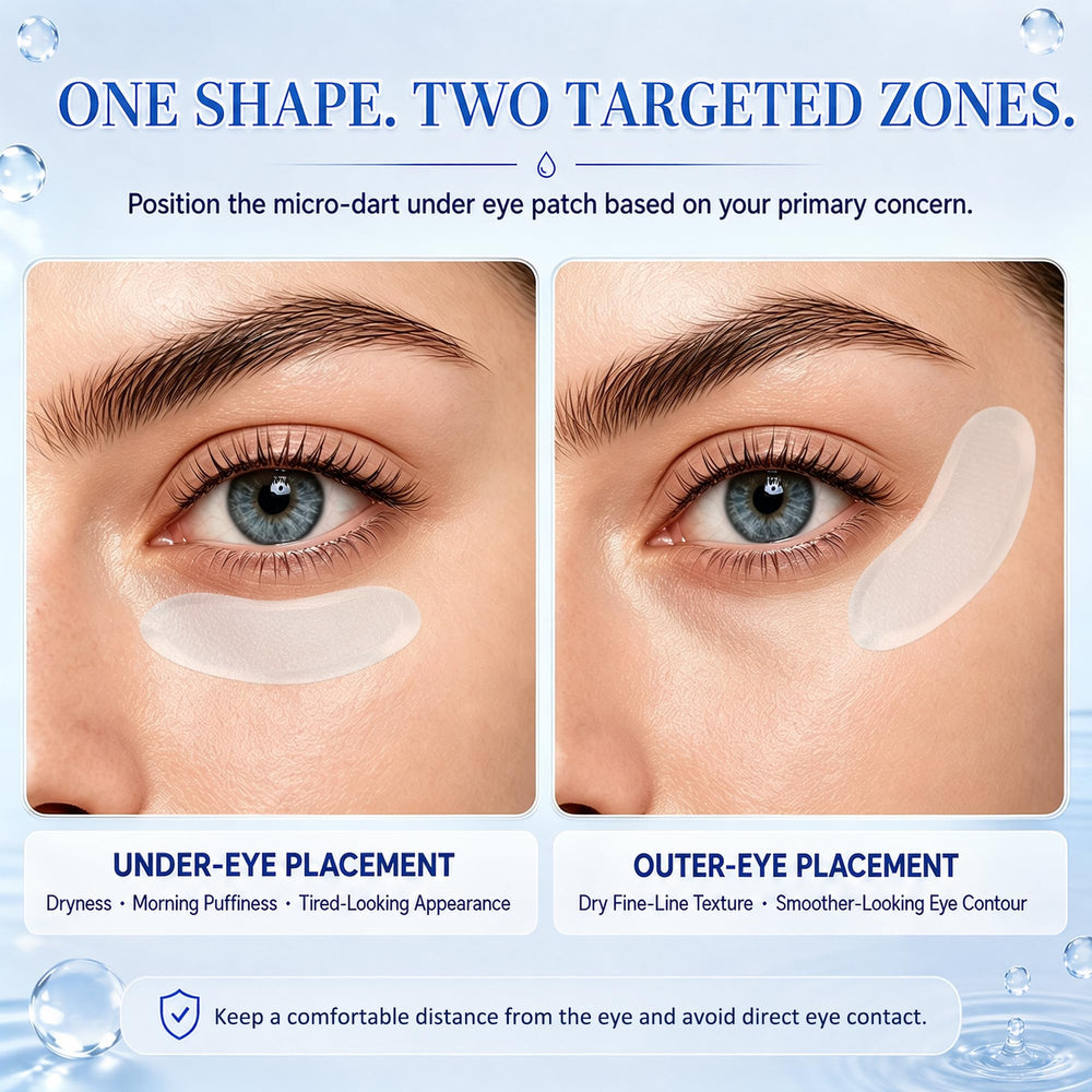 LadPemo patch applied under eye to reduce puffiness and hydrate quickly
