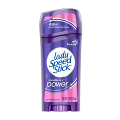 Lady Speed Stick front packaging showing Wild Freesia and benefit of 24-hour protection