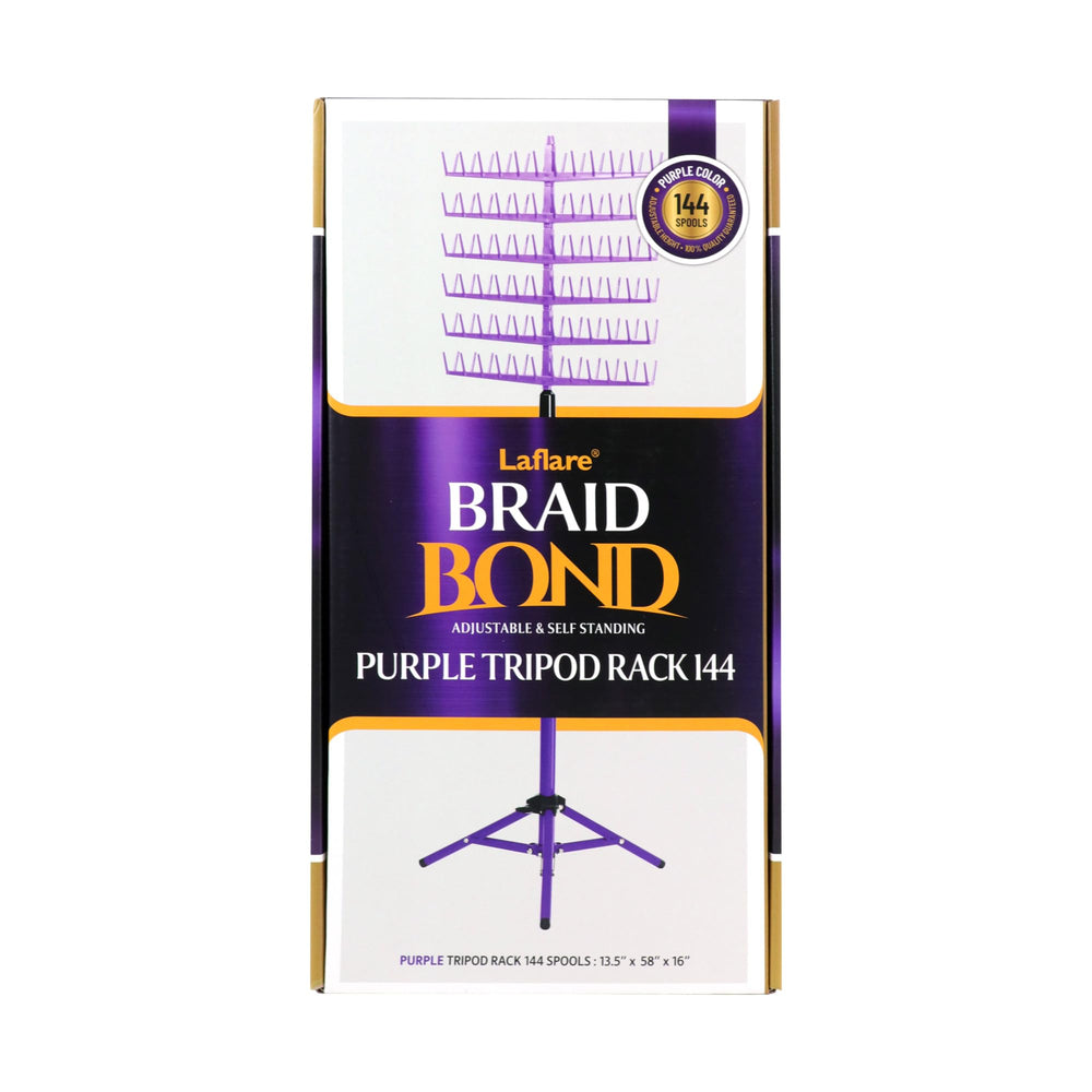 Laflare standing braid organizer front view showing 144 pegs and height-adjustable frame for efficient workflow