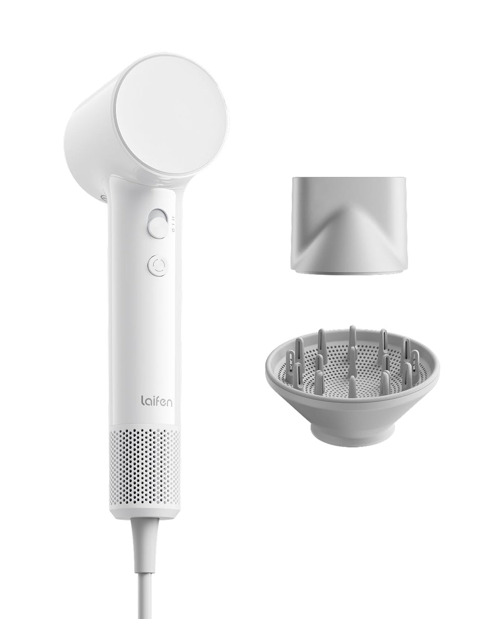 Laifen front view showing compact white design and controls for fast styling
