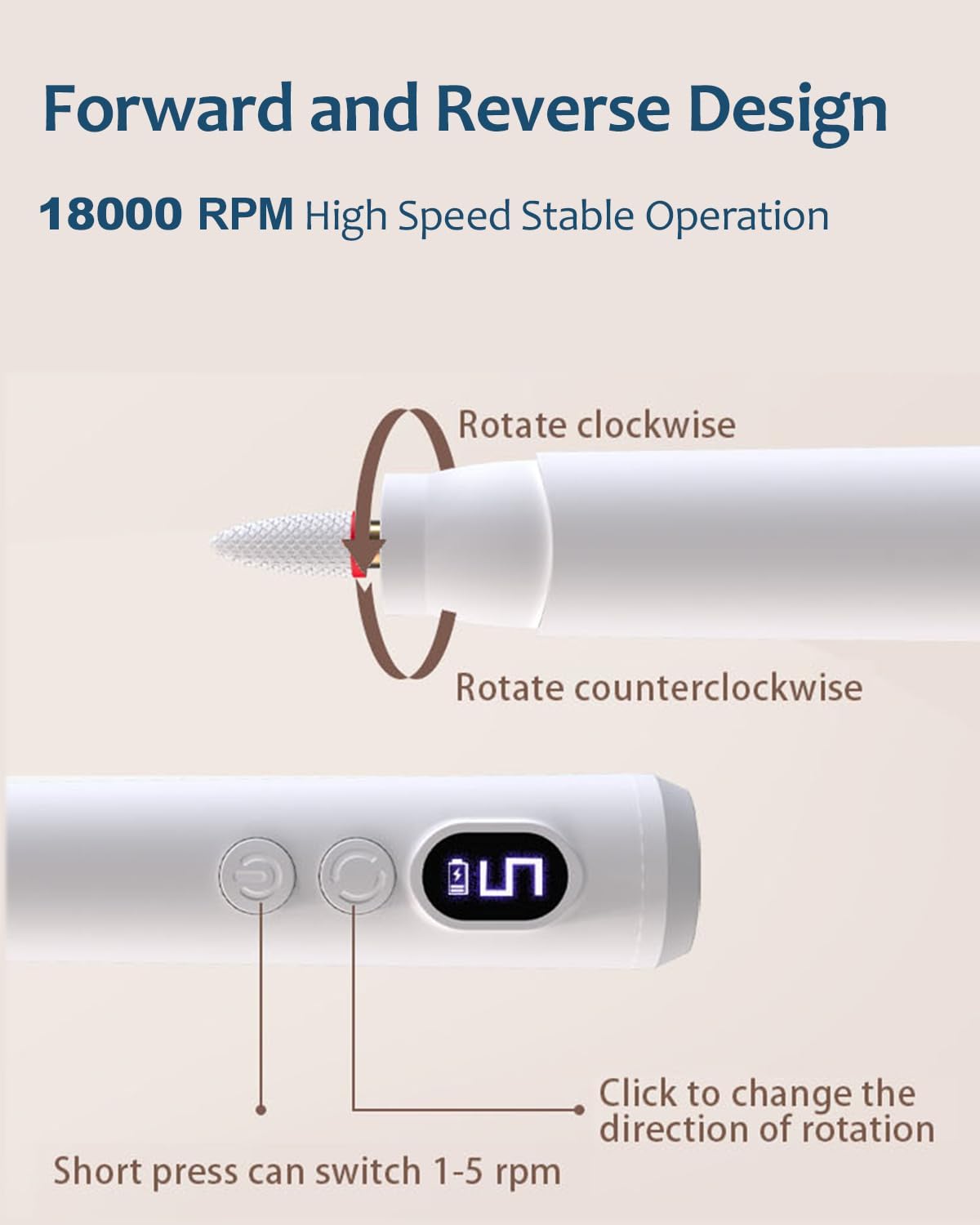 LAIKME side view showing rotation control for left or right-handed users