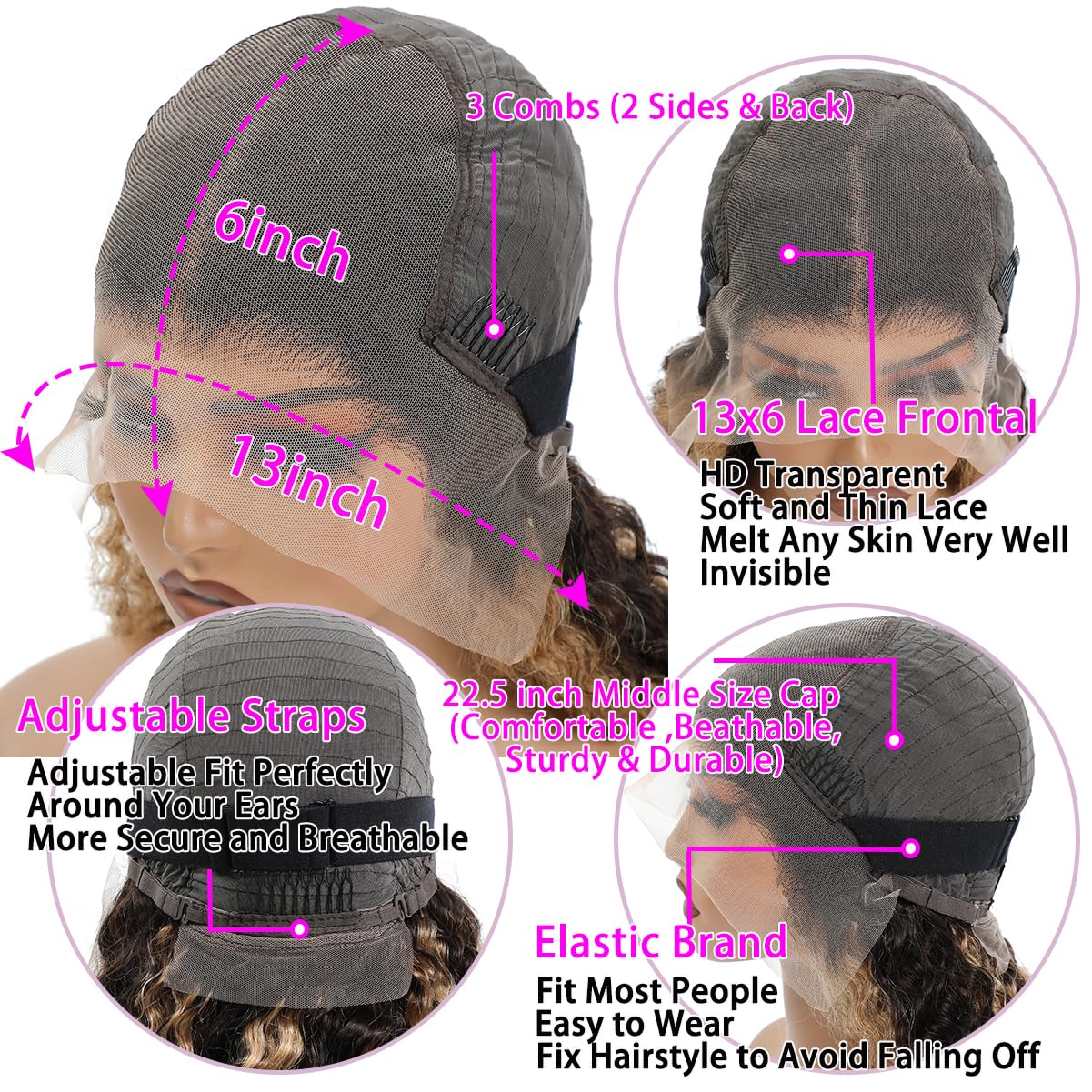 LAINSS cap interior with adjustable straps and combs for secure fit