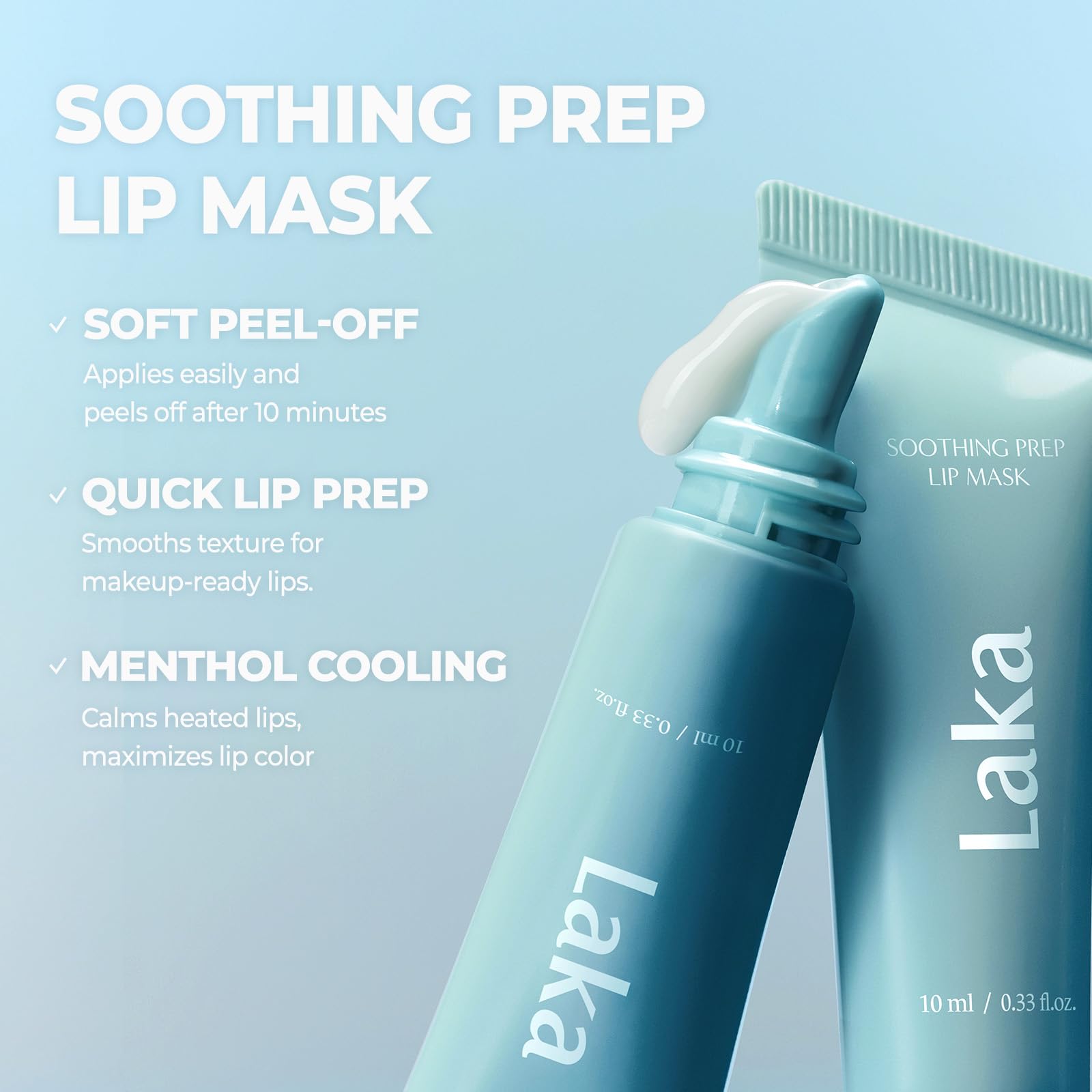 Laka before and after comparison showing reduced flakes and smoother lips