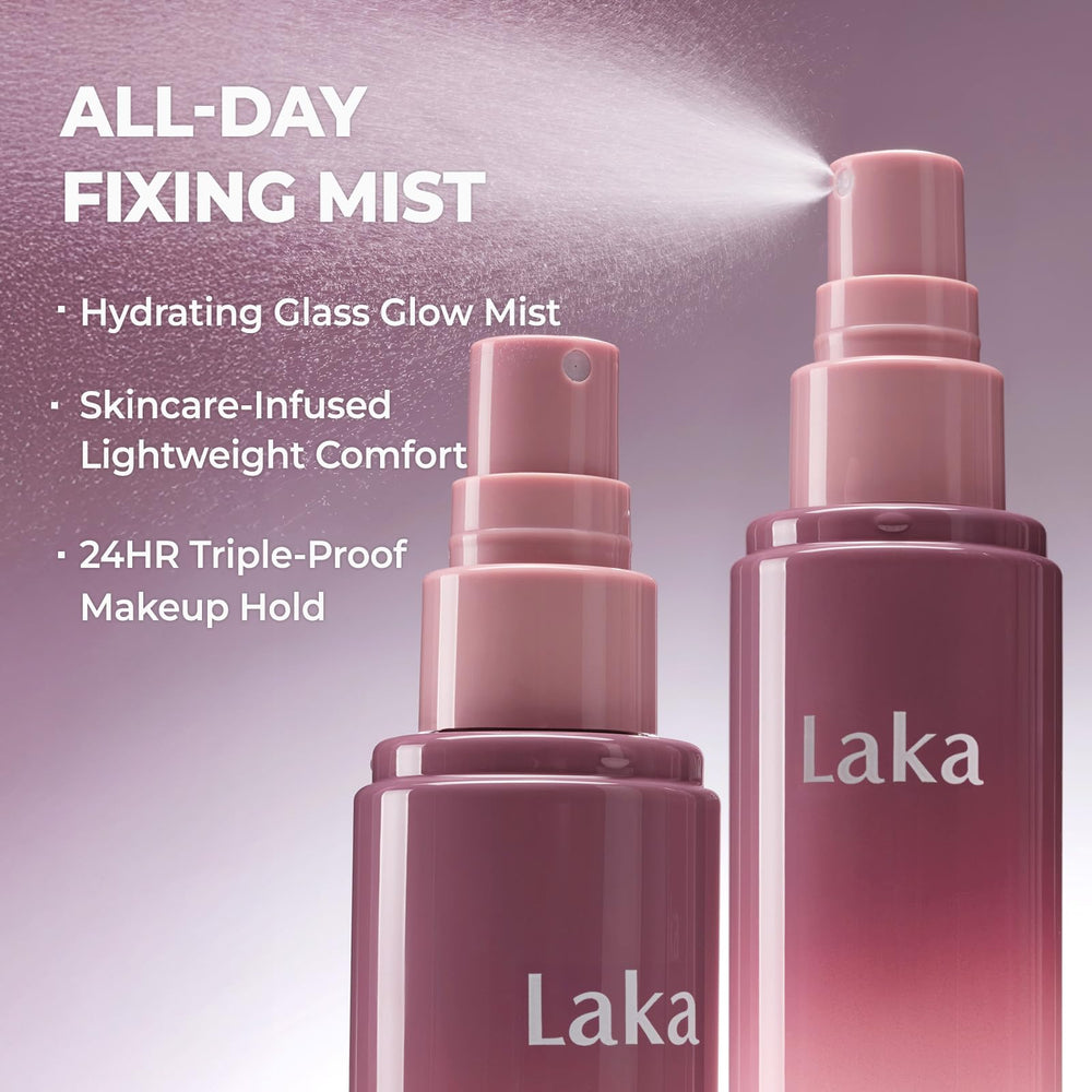 Side‑by‑side before and after using Laka showing lasting makeup improvement benefit
