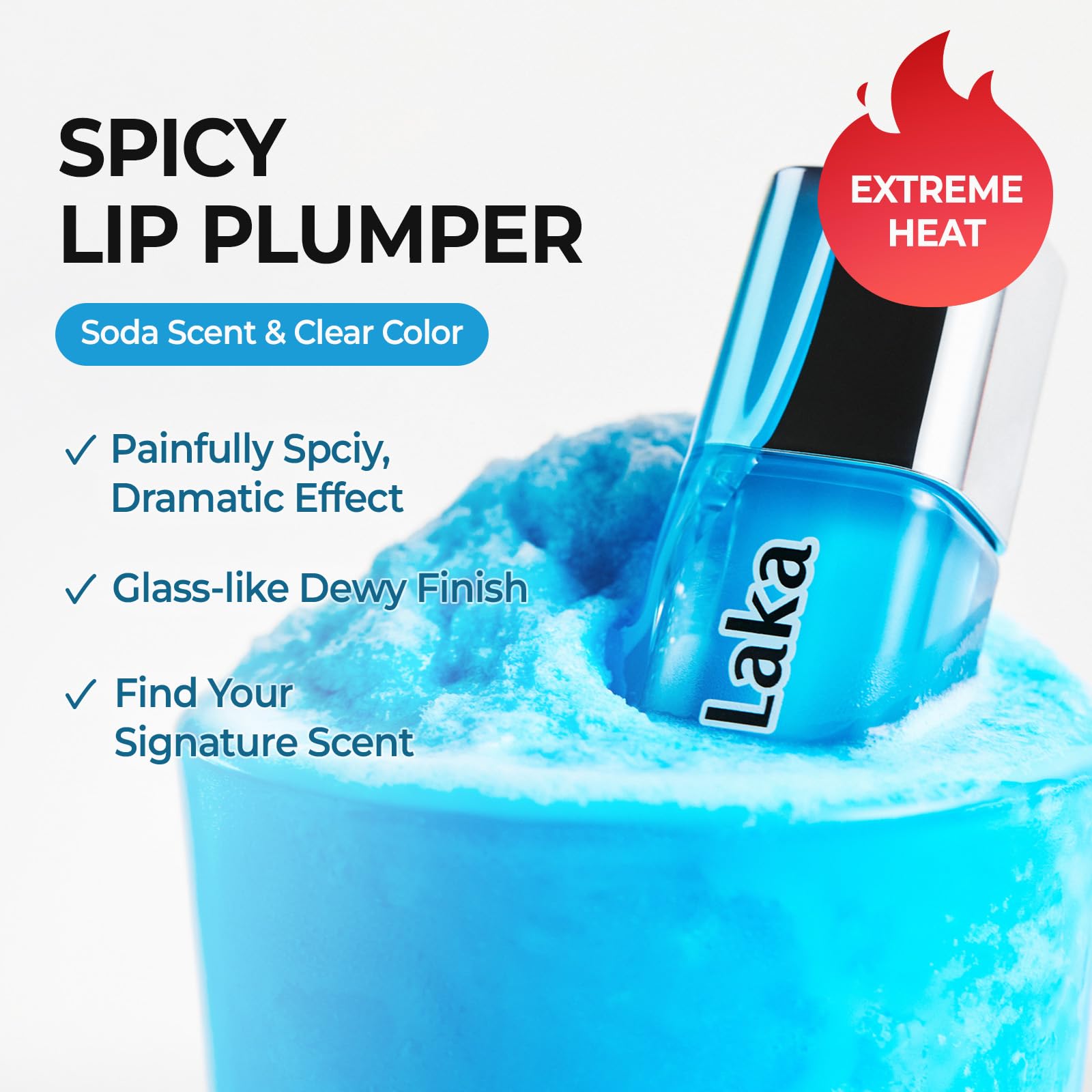 Laka lip plumper in use showing warming sensation and instant volume benefit
