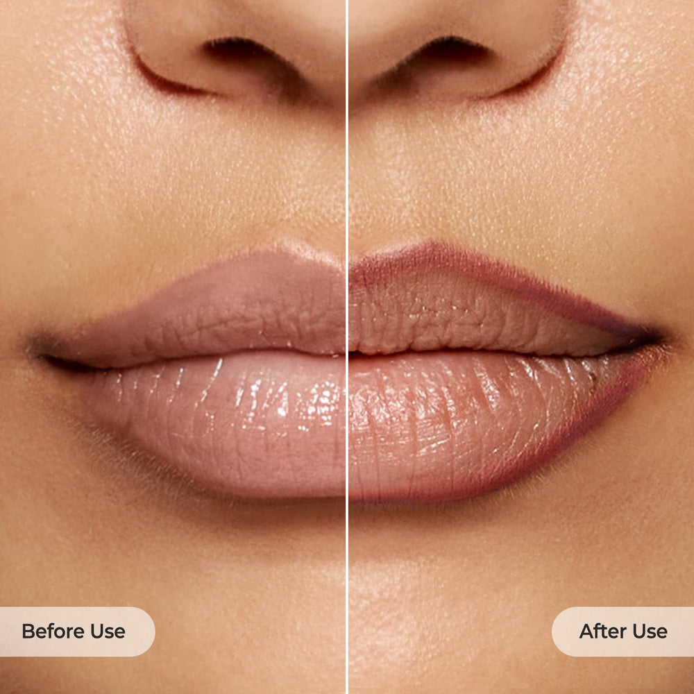 Close-up of Laka lip liner applied on lips highlighting defined shape and long wear