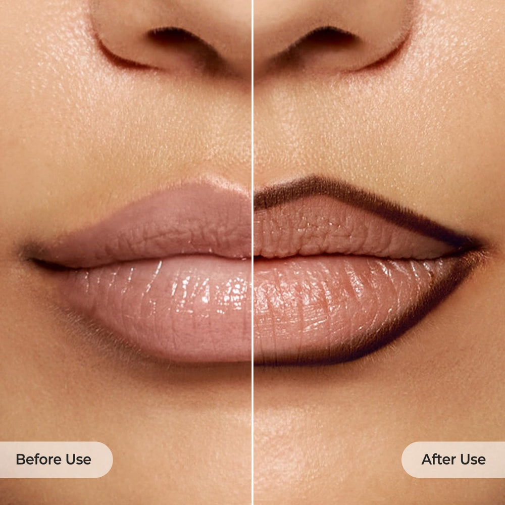 Laka lip liner next to ruler showing pencil size for portability
