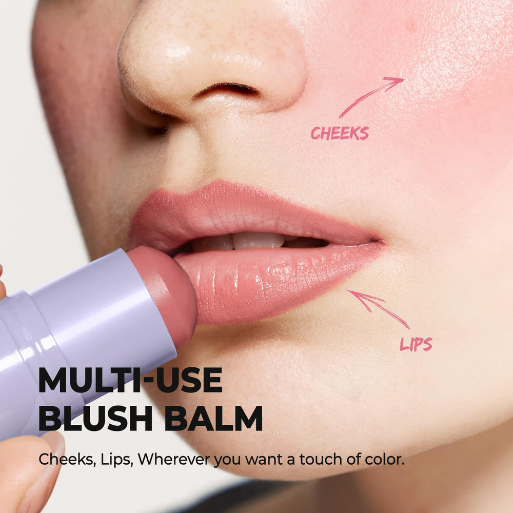 Laka applied on model cheeks demonstrating natural glow and buildability