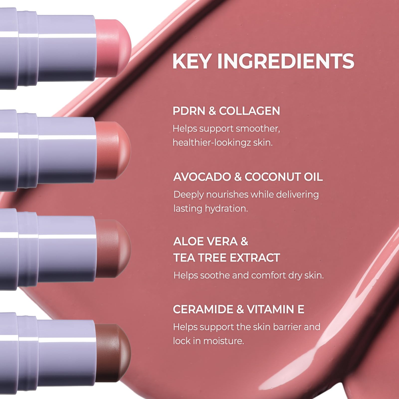 Laka swatched on lips showing comfortable color and hydrating feel