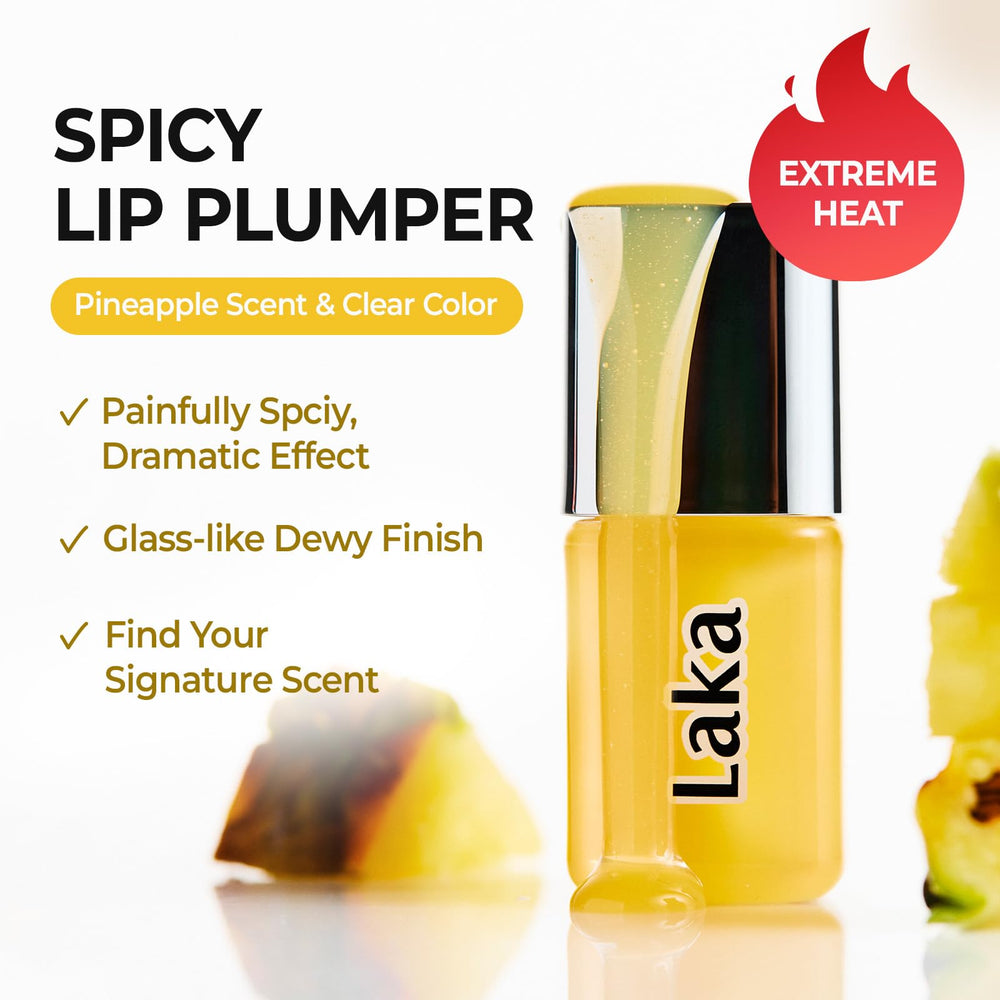 Laka gloss applied on lips highlighting instant plumping and shine