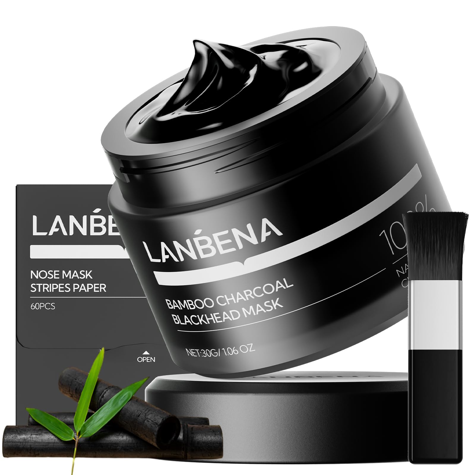 LANBENA front packaging showing 60 nose strips and benefits