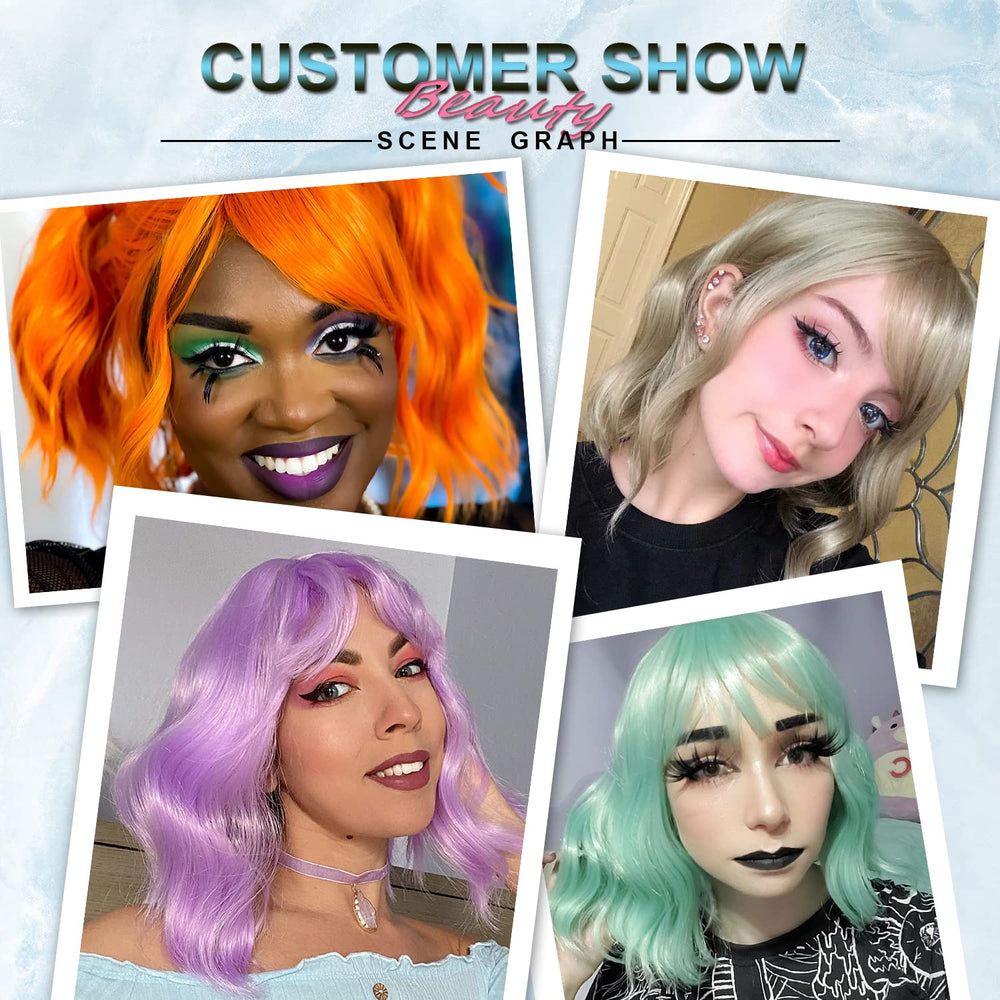 LANCAINI wig styled in a cosplay outfit demonstrating vibrant blue impact