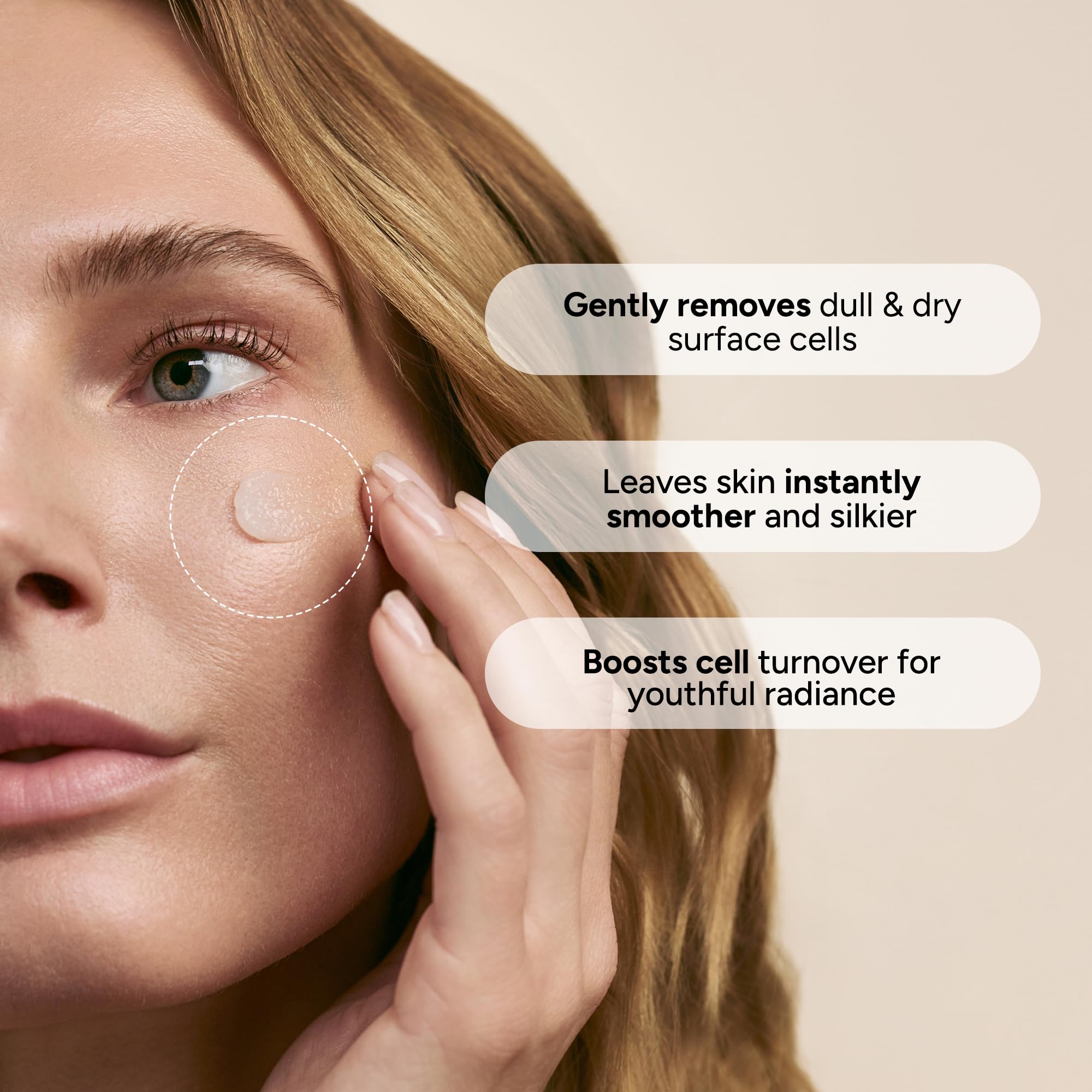 Lancer polish in hand demonstrating creamy gel application for smoother skin