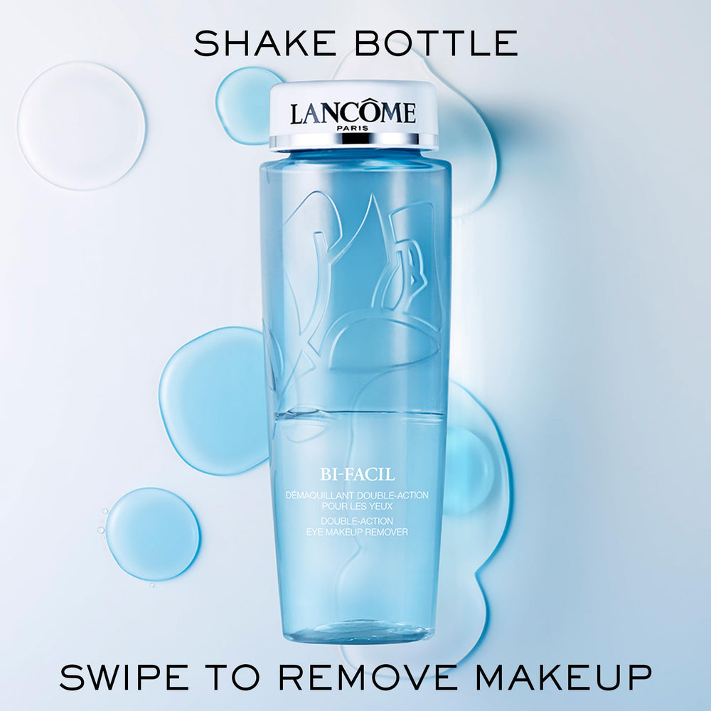 Lancôme Bi-Facil placed on bathroom vanity suggesting everyday use