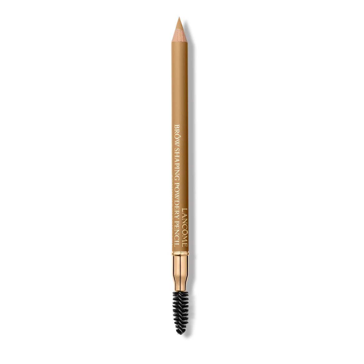 Lancôme Brow Shaping Powdery Eyebrow Pencil front view showing slim dual-ended design for easy grooming