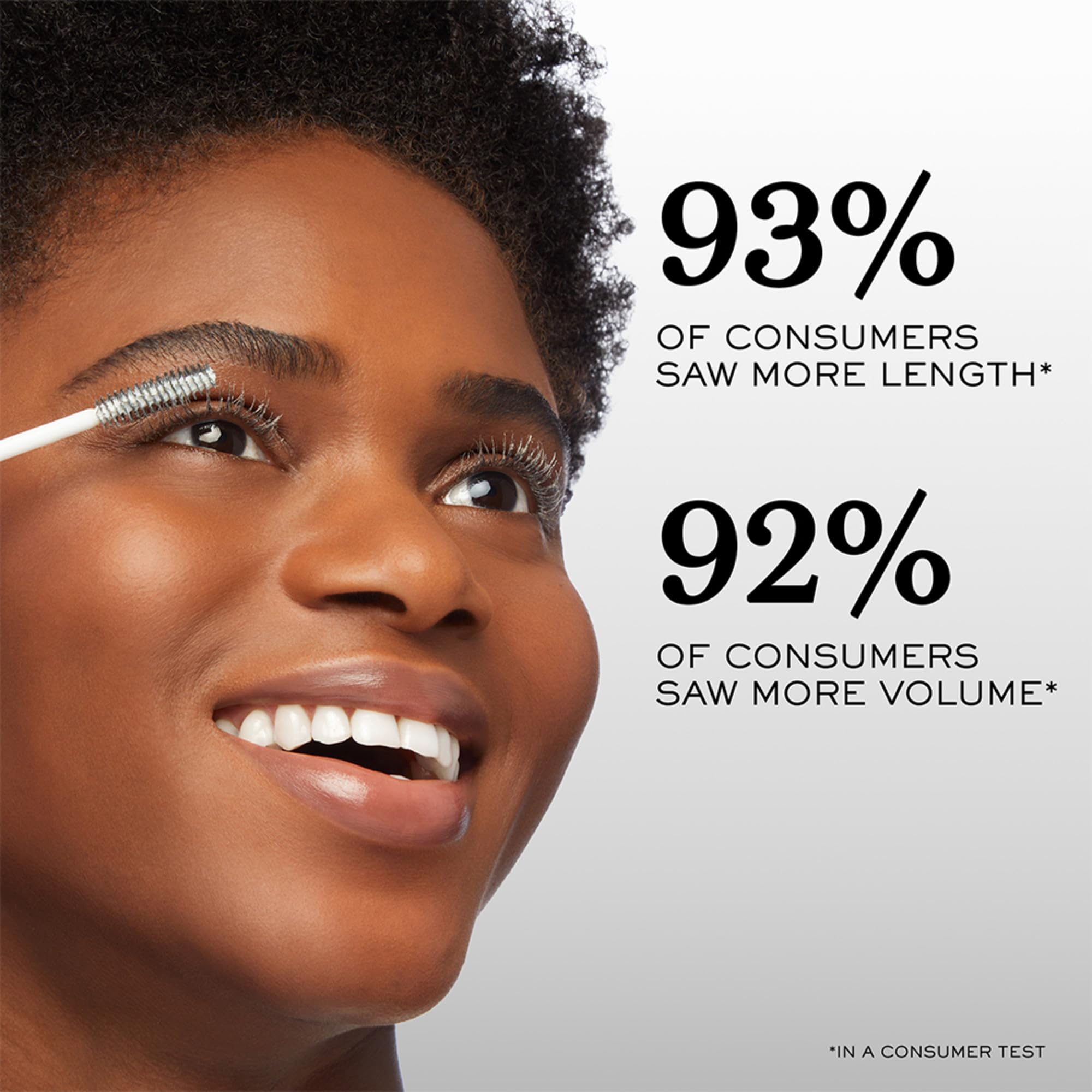 Before-and-after lashes with Lancôme Cils Booster XL showing dramatic volume boost