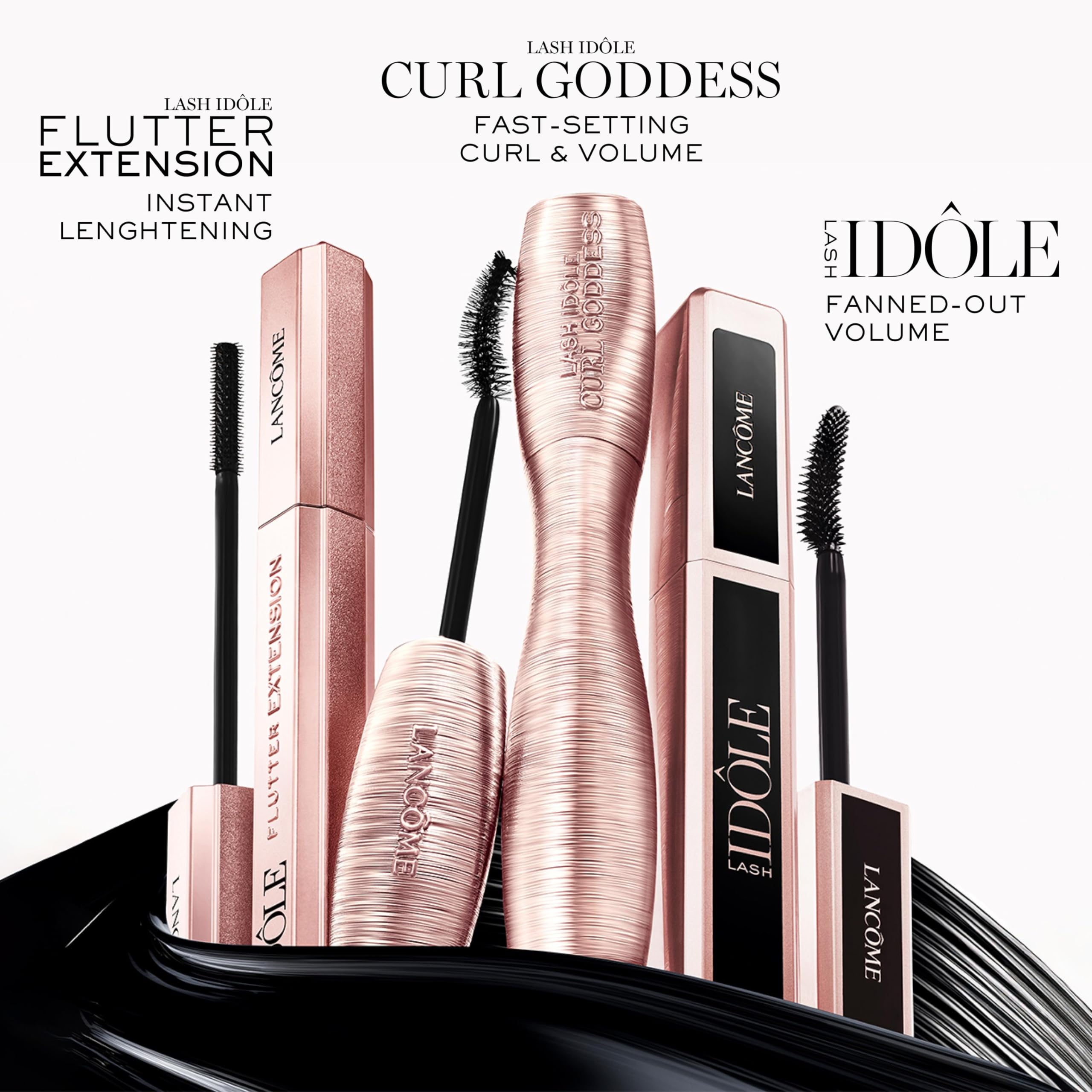 Lancôme black swatch on skin demonstrating intense pigment and smooth coverage