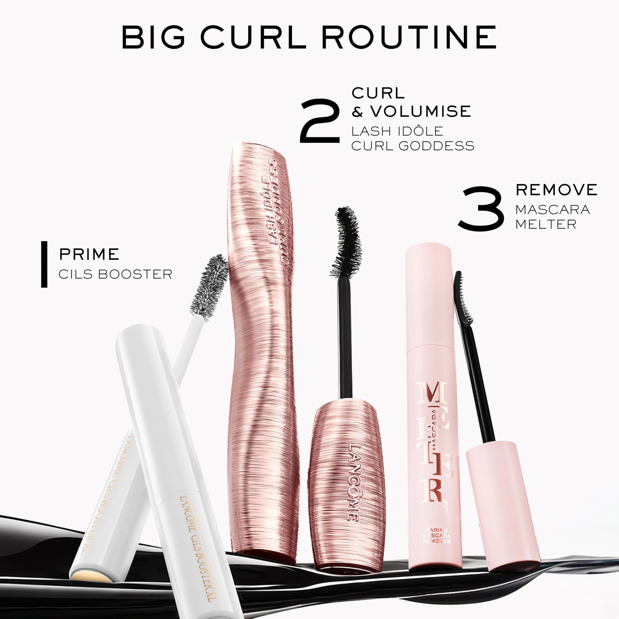 Lancôme travel-size mascara in hand illustrating compact scale and convenience