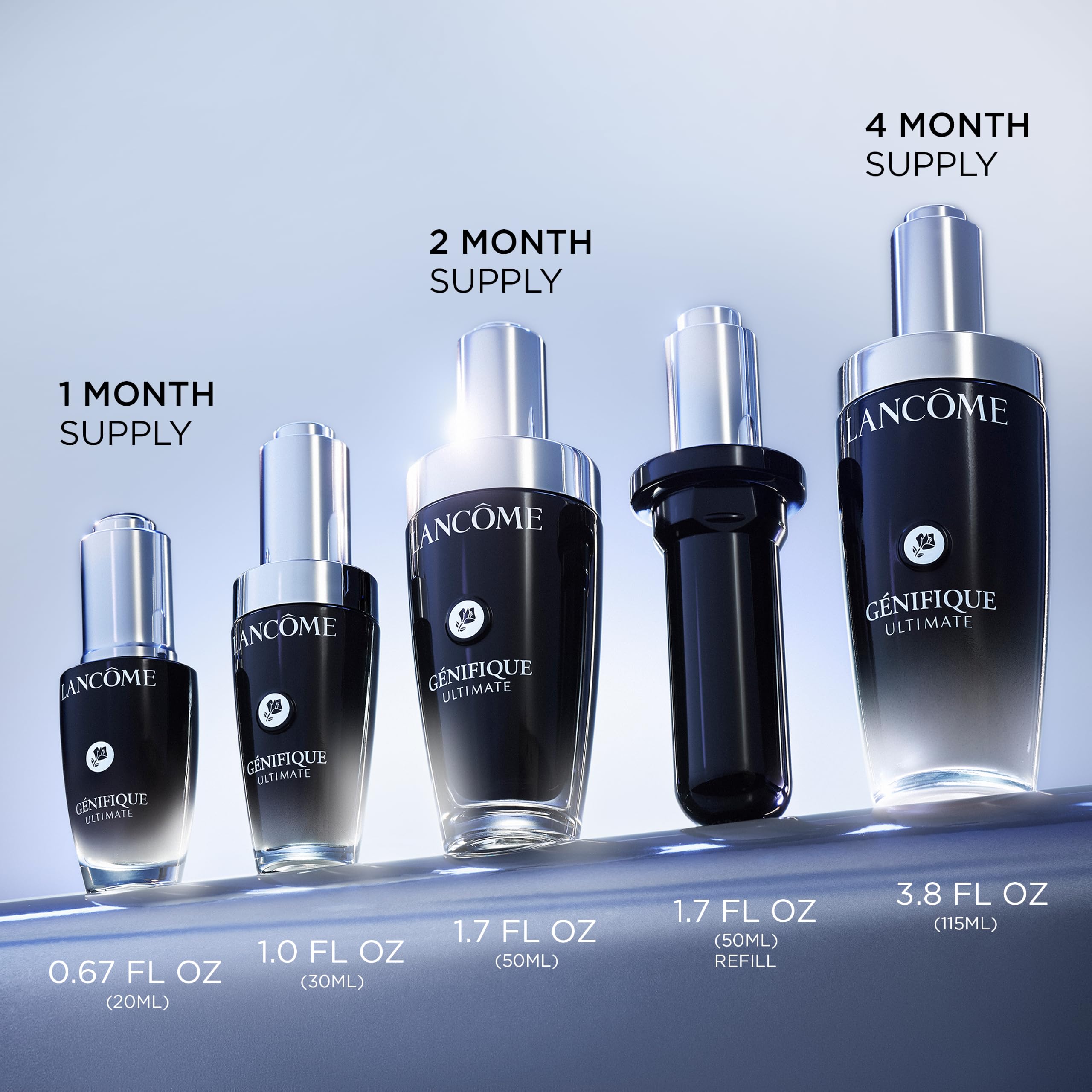 Lancôme Génifique refillable bottle design promoting sustainability and luxury