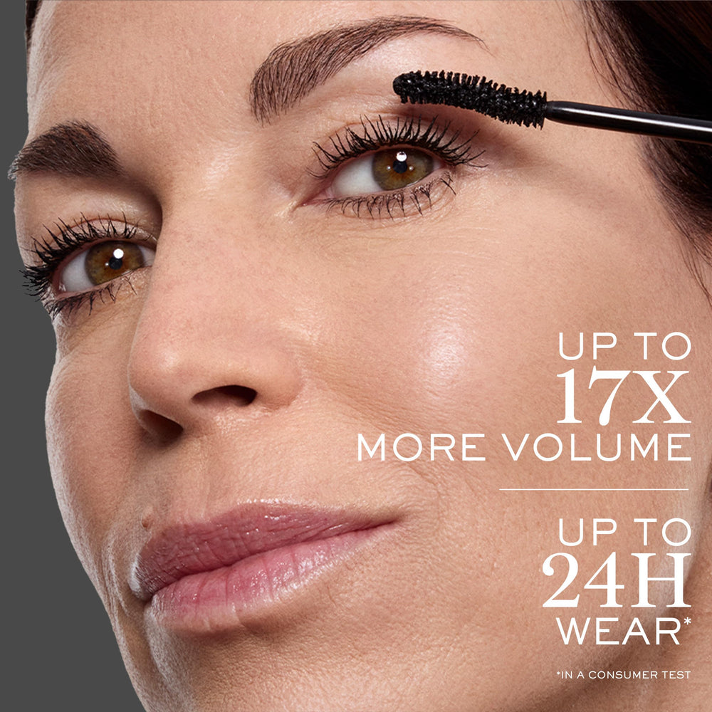 Lancôme Hypnôse Drama lashes before-and-after showing dramatic added volume