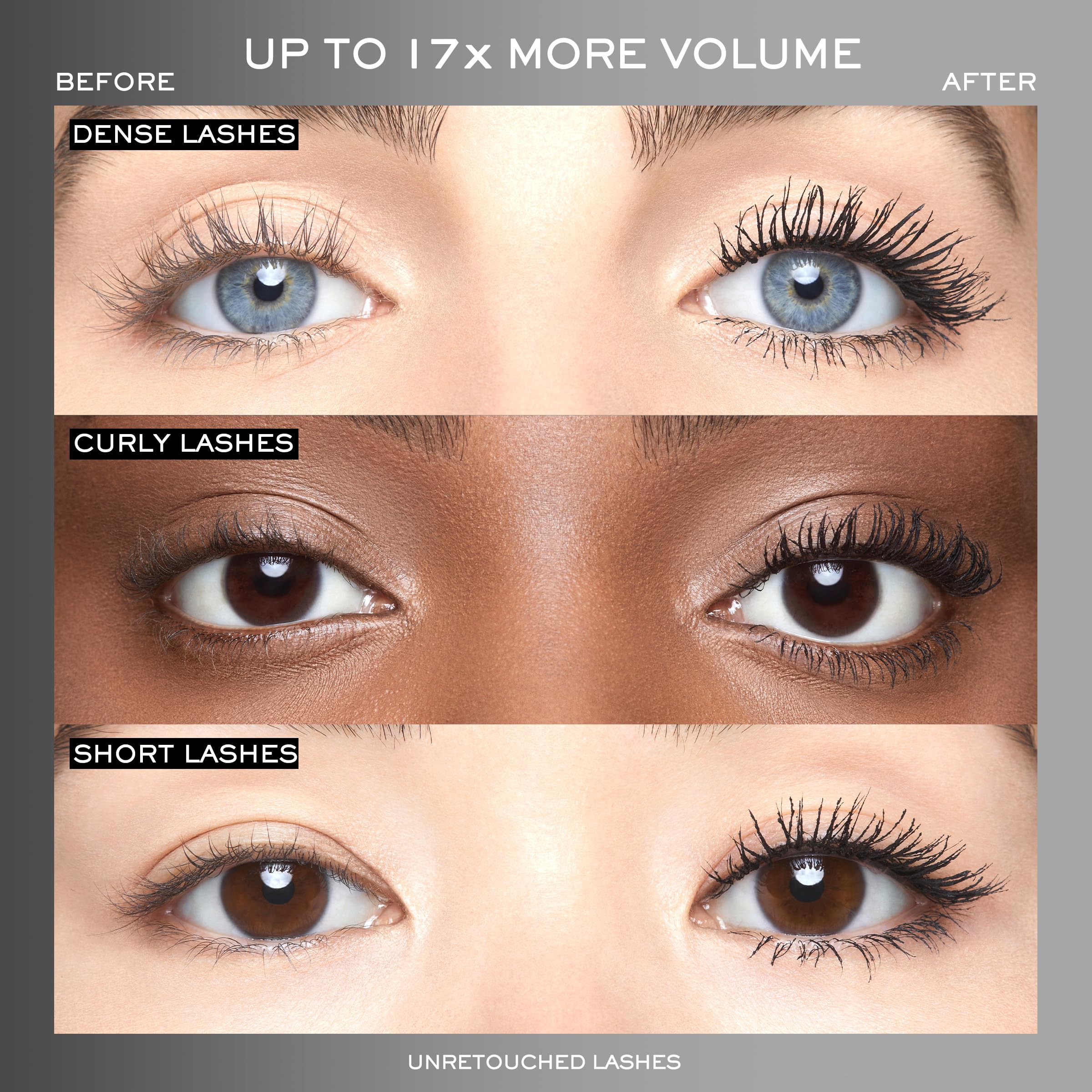 Lancôme Hypnôse Drama S-shaped brush close-up demonstrating full lash contact for even volume
