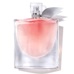 Lancôme bottle front view showing elegant design and long-lasting scent benefit