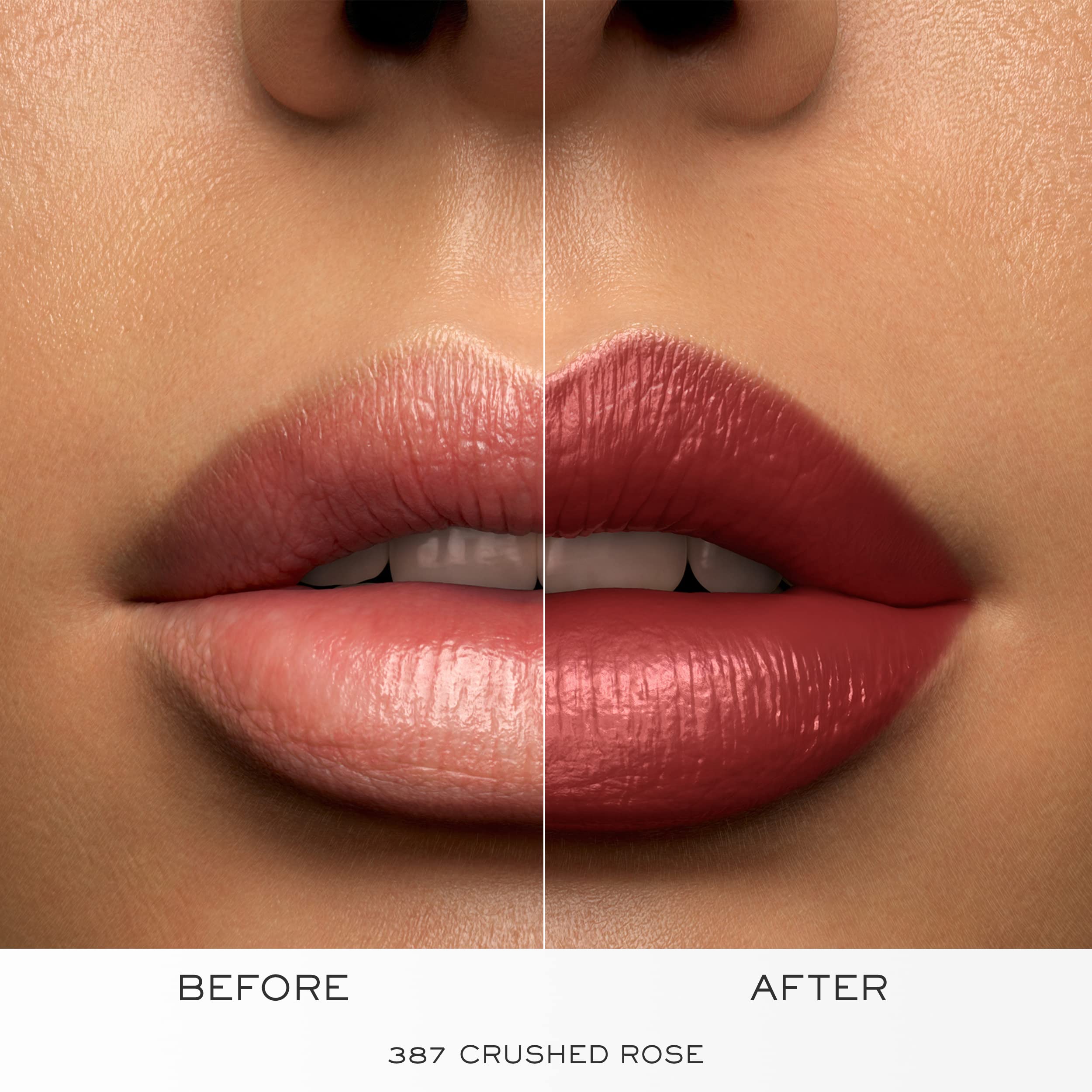 Lancôme applying lipstick with a brush for precise, smudge-resistant finish