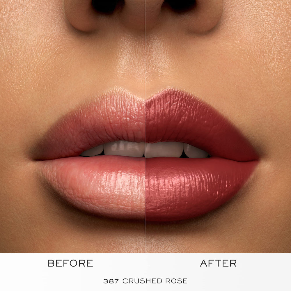 Lancôme applying lipstick with a brush for precise, smudge-resistant finish