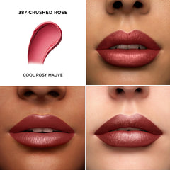 Lancôme lipstick bullet angled to show smooth creamy tip and rich pigment