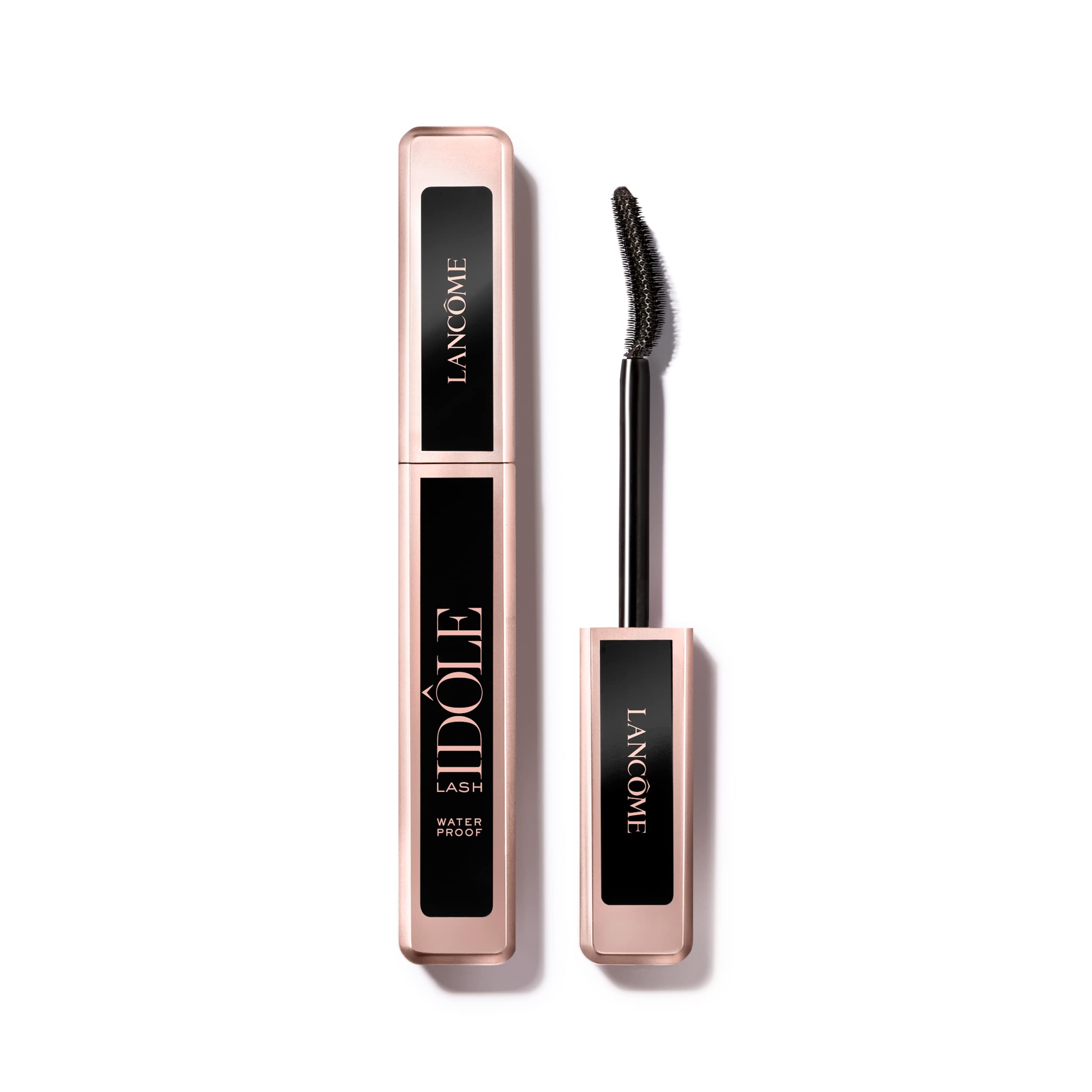 Lancôme Lash Idôle front packaging showing sleek tube and black shade benefits