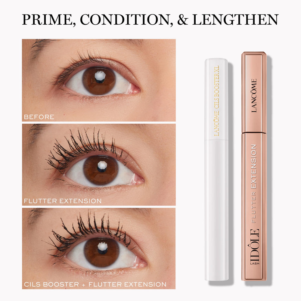 Lancôme mascara placed on a travel vanity conveying portability and quick touch-ups