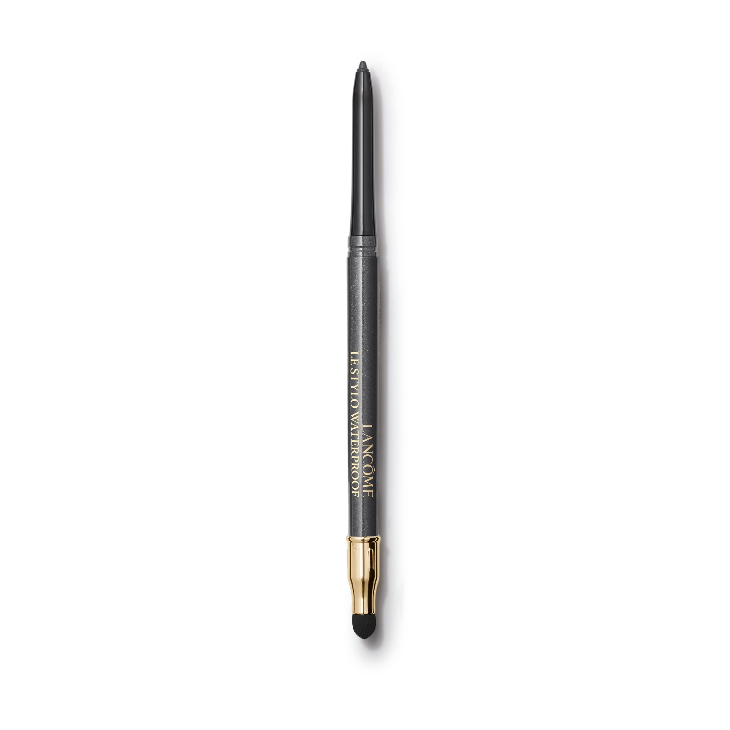 Lancôme Le Stylo front packaging showing sleek black pencil and cap, travel‑ready benefit