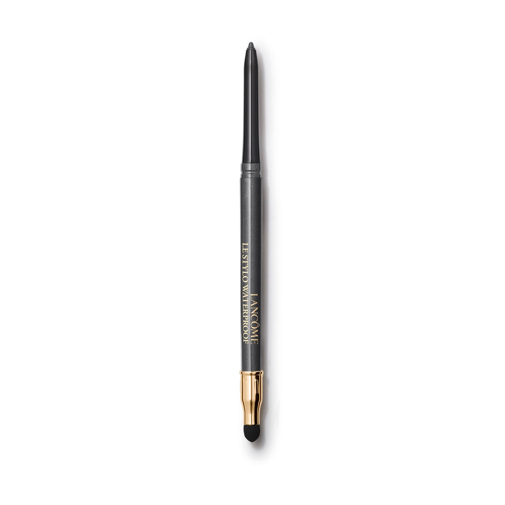 Lancôme Le Stylo front packaging showing sleek black pencil and cap, travel‑ready benefit