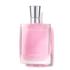 Lancôme Miracle bottle front view showing elegant glass and cap for upscale gifting
