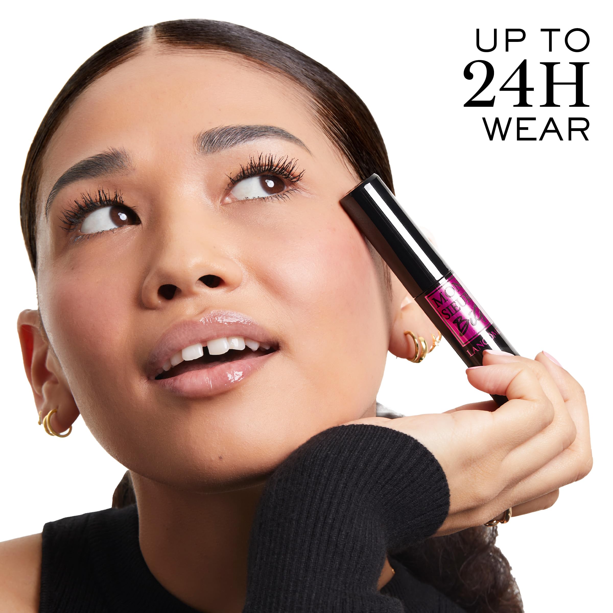 Lancôme before and after one coat showing instant fullness benefit