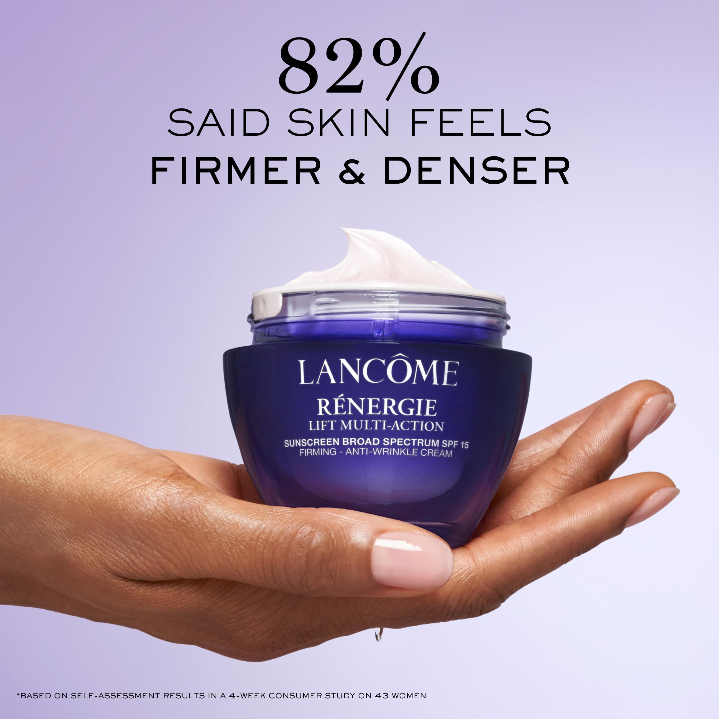 Lancôme dispensing cream from jar to demonstrate easy application and controlled use benefit